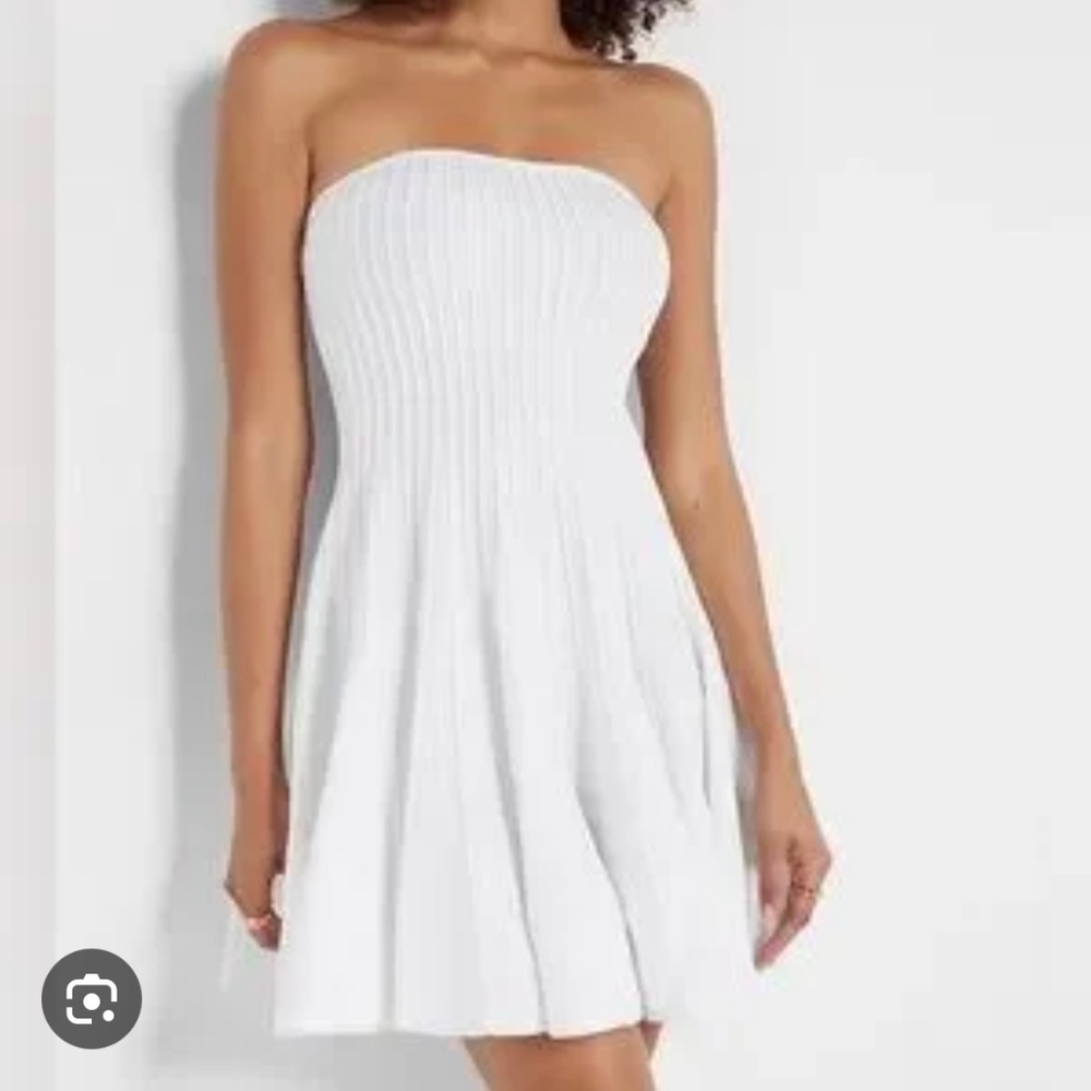 Strapless Ribbed Sweater Mini Dress